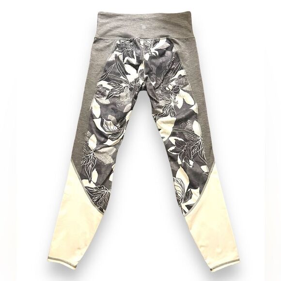 Athleta Women's Gray/White Tropical Flow Floral Chaturanga Yoga Leggings, Size M - Picture 2 of 8